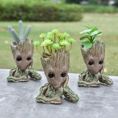 Maceta de bebé Groot para decoración del hogar, maceteros para plantas de interior, figura de heroismo de Anime, adorno de exhibición de escritorio para oficina, portalápices