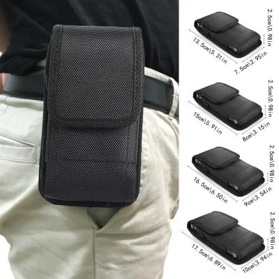 Bolsa de nailon para teléfono móvil, Clip Universal para cinturón de teléfono móvil, funda de transporte, riñonera negra, bolsa para cinturón de escalada para deportes al aire libre