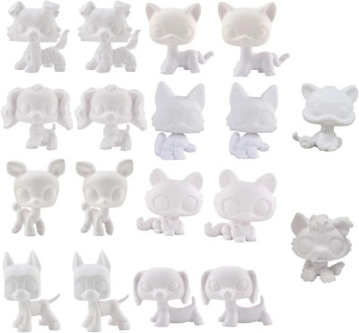 Minilpsshop Bases Blancas Múltiples Personalizadas para DIY de Mascotas (LPS) - Gato Collie Shorthair, Baby Collie, Cocker Spaniel, Great Dane