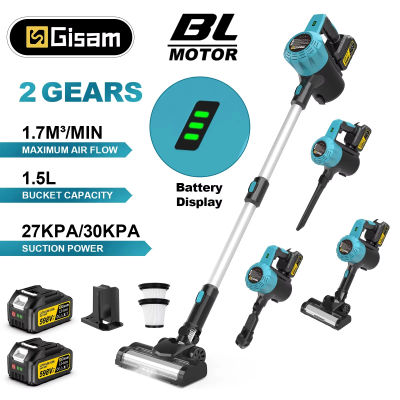 Aspiradora eléctrica Gisam 30Kpa sin escobillas, recargable, con depósito de polvo de 1.5L, herramientas de limpieza eléctricas para batería Makita de 18v.