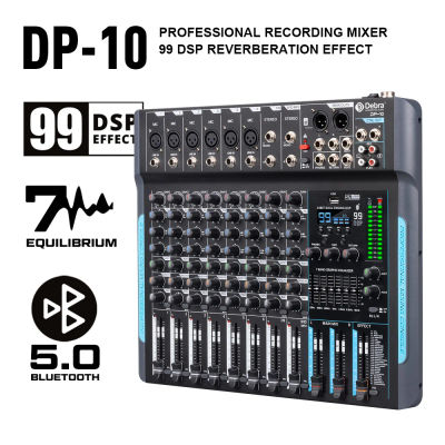 Debra-mezclador de Audio 99 DSP, 10 canales, controlador de DJ, grabación de reverberación, mezcla con Bluetooth 5,0, rendimiento profesional