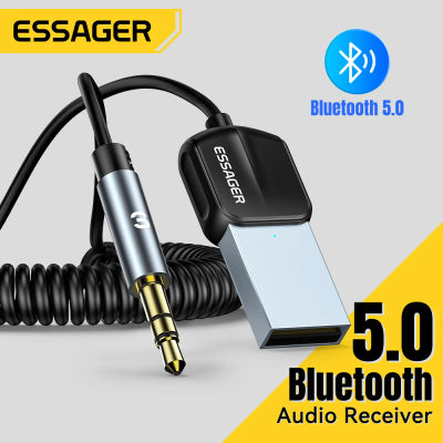 Essager-receptor USB Bluetooth 5,0, adaptador auxiliar Bluetooth para coche, altavoz con conector de 3,5mm, transmisor de música y Audio manos libres para coche