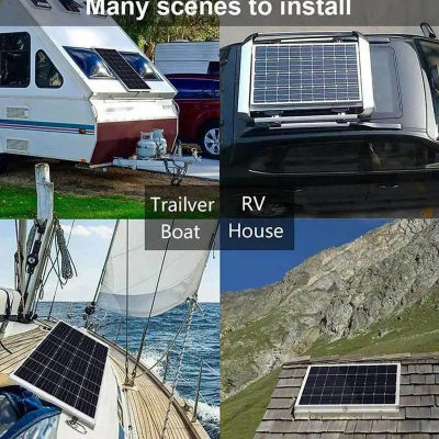 Cargador de Panel Solar Impermeable de 100W, Mantenedor de Batería de Doble Salida 12V/24V para Auto, RV, Barco, Motocicleta