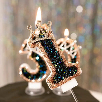 Velas de Cumpleaños con Número de Corona de Lujo, Velas Decorativas con Brillantina y Diamantes de Imitación para Decoración de Pasteles, Aniversarios, Bodas, Baby Shower