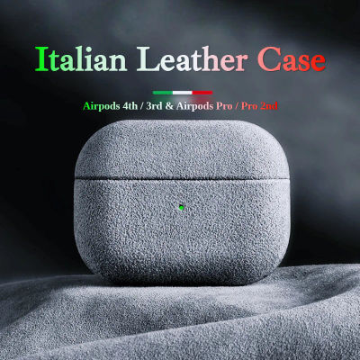Funda de cuero de ante italiano para Airpods Pro 2 para Airpods Pro 3 Airpods 4 3 funda de cuero Artificial de lujo todo incluido