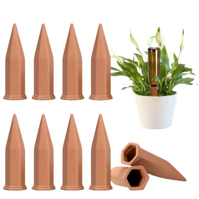 10 Púas de Riego Automático Hexagonales de Terracota, Dispositivo de Riego Automático, Inserto para Macetas, para Plantas de Interior y Exterior