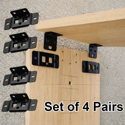 Hebilla de fijación de Metal para muebles, dos en uno, laminado en forma de L, soporte de conector de 90 grados, fácil instalación, 4 pares