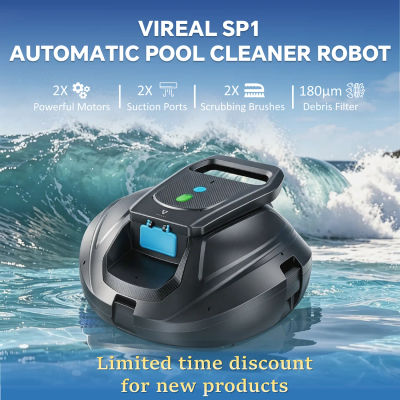 Robot Limpiador de Piscinas, VIREAL SP1, Inicio con un Clic, Estacionamiento Automático, 130 Minutos de Autonomía, Ideal para Piscinas Elevadas y Enterradas de Fondo Plano, Cubre hasta 80 ㎡