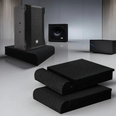 2 Almohadillas de Espuma Acústica Aislante, Diseño Ajustable en 5 Ángulos, Esponja Antivibraciones para Monitor de Estudio, Almohadilla Amortiguadora de Vibraciones