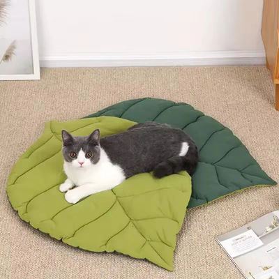 Esteras de cama para gatos, de algodón suave con forma de hoja, para gatitos, gatos, cachorros, perros, manta para dormir, almohadilla de doble cara para el hogar, alfombras lavables