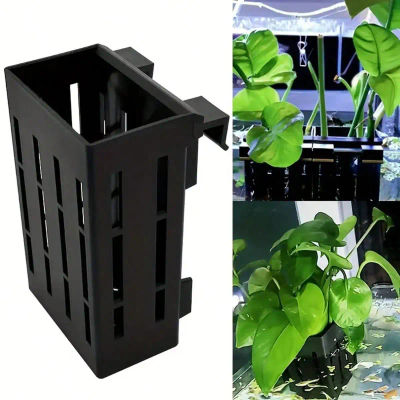 Soporte para plantas de acuario, cesta de plástico negra con Clip para fijación de plantas acuáticas, instalación estable