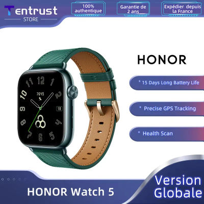Versión Global HONOR Watch 5 Smartwatch Seguimiento GPS Preciso Escaneo Rápido de Salud Pantalla Grande de 1.85 pulgadas GPS Soportado IP68