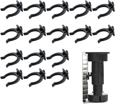 Gancho para zócalo de cocina, Clip de plástico para patas de zócalo, muebles de cocina (diámetro 27mm), 16 Uds.
