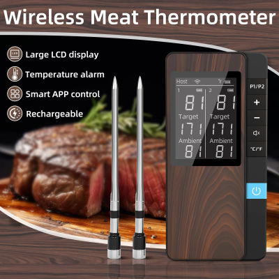 Termómetro inalámbrico para carne, termómetro Digital con sonda Bluetooth, recargable con pantalla LCD y aplicación móvil para barbacoa, horno y asador