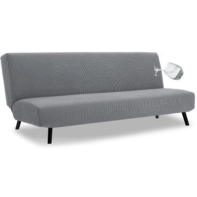 Funda de sofá cama sin brazos resistente al agua, funda elástica estirable de Color sólido, muebles plegables, funda para banco de sofá futón para el hogar
