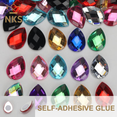 NKS alta calidad 50 Uds forma de gota de agua práctico palo en diamantes de imitación acrílicos autoadhesivos para muebles decoración del hogar DIY