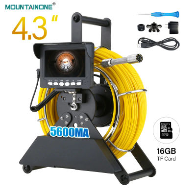 Cámara de inspección de tuberías de alcantarillado con monitor 4,3, endoscopio Industrial de tubería de alcantarillado de drenaje de 17MM/22MM con batería de 4500mA, tarjeta DVR de 16G