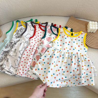 Vestido sin mangas estampado a la moda para niñas, vestido de princesa para recién nacidos, ropa para niñas, vestido de ocio para niñas, ropa para bebés