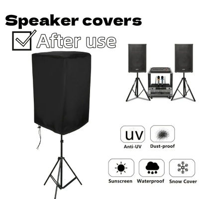 Cubiertas duraderas para altavoces de tela Oxford 210D, color negro, resistentes al agua y al polvo, varios tamaños para sistemas de sonido al aire libre de cine en casa