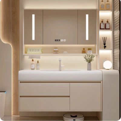 Mueble de Baño con Lavabo y Estantes, Juego Completo de Muebles para Baño, Cómodo, con Cajones y Gabinete de Almacenamiento