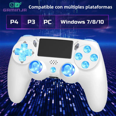 Controlador inalámbrico GAMINJA P471 con iluminación RGB dinámica y gamepad Bluetooth de doble vibración para consola de juegos PS4 PS3 y PC