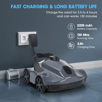 Limpiador Robótico Automático para Piscinas, Aspiradora Robótica Inalámbrica para Piscinas Enterradas y Planas, Automática para Piscinas Domésticas