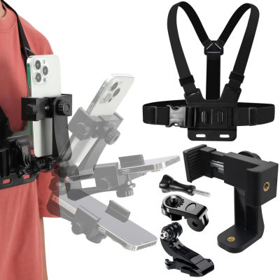 Soporte Ajustable para Teléfono con Correa de Pecho para Cámara Deportiva, Soporte para Teléfono Móvil, Accesorio de Soporte Negro