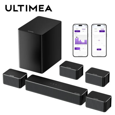Barra de Sonido Envolvente ULTIMEA 7.1, Sistema de Sonido Envolvente Virtual 3D con Subwoofer, 2 Altavoces Traseros, Altavoces para TV de Cine en Casa, Negro