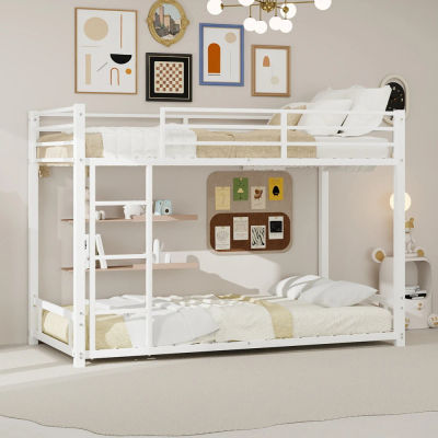 Cama litera doble de metal resistente con dos camas individuales de 90*190 cm, estructura metálica estable, silenciosa, con barandillas de seguridad, muebles multifuncionales para dormitorio, sin