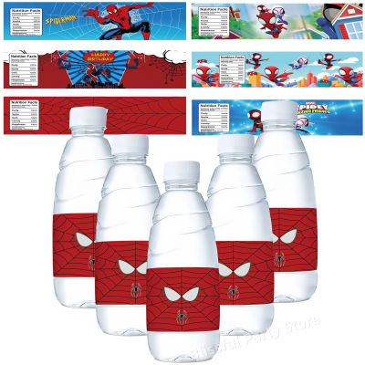 Etiqueta para Botella de Agua de Spiderman, Decoración de Cumpleaños de Spiderman, Adhesivo Impermeable de Spiderman, Recuerdos para Niños, Artículos para Fiestas de Baby Shower, Regalos