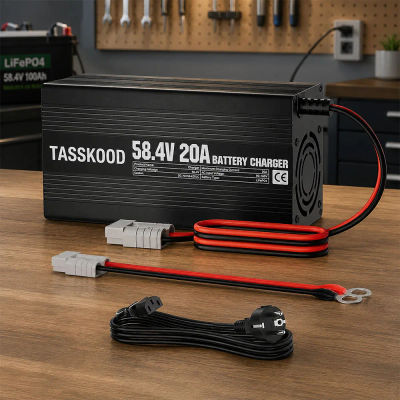 Cargador de Batería de Litio LiFePO4 de 58.4V 20A, Cargador Inteligente de 48V 20A para Baterías de Fosfato de Hierro y Litio para Carritos de Golf, RV, Sistemas Solares Fuera de la Red