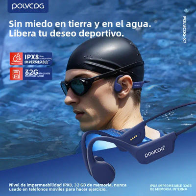 Auriculares de Conducción Ósea POLVCDG, Bluetooth 5.3, Resistentes al Agua IPX8, para Natación y Correr, 32GB de Memoria, con Micrófono, MP3, NUEVO X7 2024