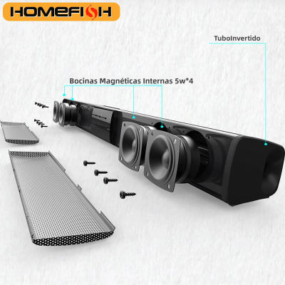Barra de Sonido HOMEFISH BS-28B de 20W, Altavoz Bluetooth para TV, Cine en Casa, Entrada RCA/USB/TF/AUX, Control Remoto, Barra de Sonido para PC, Teléfono, TV