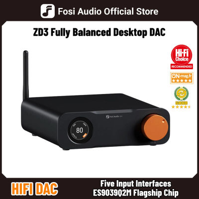 Fosi Audio ZD3 DAC de Escritorio con Bluetooth y USB, Entrada ARC, Decodificador Digital ES9039Q2M Totalmente Balanceado para Amplificador Estéreo con Control Remoto