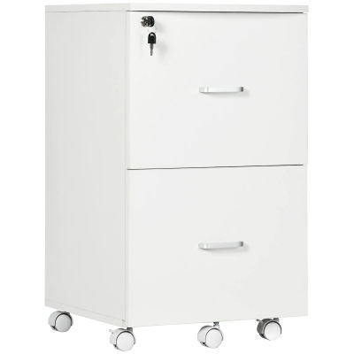 Vinsetto Vinsetto Cajonera de Oficina Mueble Auxiliar con 2 Cajones Cierre con Llave para Estudio Despacho 43x45x72 cm Blanco