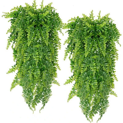 Hojas de Helecho Persa, Guirnaldas Decorativas para el Hogar, Planta Artificial Colgante, Hojas de Plástico, Decoración para Bodas, Fiestas, Paredes, Balcones