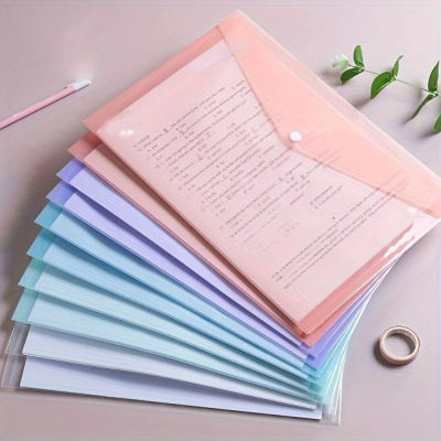10 carpetas de plástico transparente A4, bolsas impermeables de PP para almacenamiento de documentos, papeles de prueba para estudiantes y suministros de organización de oficina