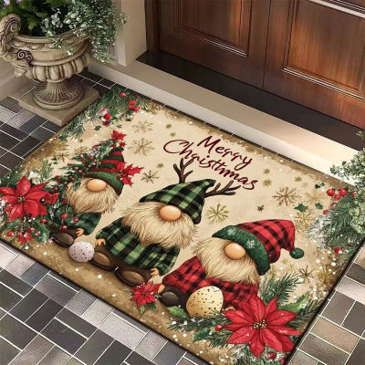 Feliz Navidad, alfombra para puerta, decoración impresa, alfombra de franela, alfombra para puerta, alfombrilla absorbente para pies, alfombrilla para pies pequeña, decoración lavable a máquina