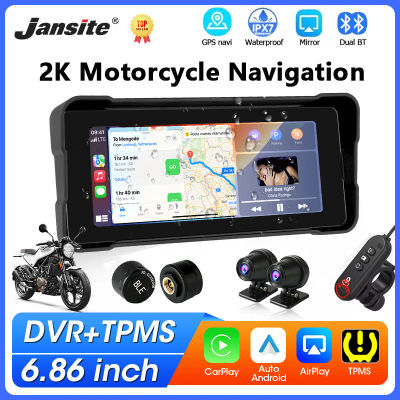 DVR para Motocicleta Portátil de 6.86 Pulgadas con GPS, Navegación, Pantalla IPS, Carplay/Android Auto Inalámbrico, Bluetooth, Monitor para Moto, Resistente al Agua IPX7