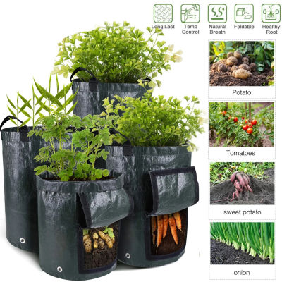 Bolsas de cultivo de jardín, bolsas de cultivo de patatas de 3/5/7/10 galones, bolsas de cultivo de plantas de jardinería, contenedor de macetero de verduras y zanahorias de tela PE