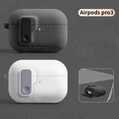 2025 nuevo para AirPods Pro 3 funda con soporte para teléfono funda magnética con bloqueo automático TPU funda protectora a prueba de golpes con gancho para AirPods Pro3