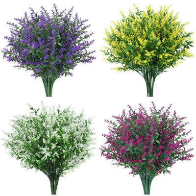Flores artificiales de plástico barato, plantas falsas de lavanda, césped, boda, hogar, decoración de jardín, regalos DIY, accesorios de fotografía, bonsái al aire libre