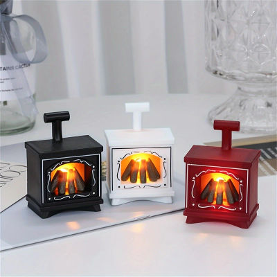 Chimenea en miniatura para casa de muñecas, estufa brillante, muebles para casa, cocina, escena de vida, juguete de decoración navideña