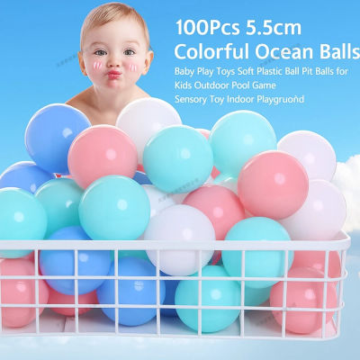 100 Uds. Bolas oceánicas coloridas de 5,5 cm, juguetes para bebés, pelotas de plástico blando para niños, juego de piscina al aire libre, juguete sensorial, parque infantil interior