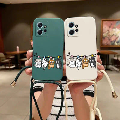 Funda de teléfono de silicona con cordón para Xiaomi Redmi Note 12, funda de teléfono de cuatro gatos para Redmi Note 12, 12Pro, 13Pro, 11S, 12Pro Plus, 12S, 13, 10, 13R, 11T