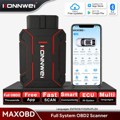 Escáner OBD2 de Sistema Completo KONNWEI MAXOBD 2026, Bluetooth 5.2, Herramientas de Diagnóstico OBDII para Motor/Transmisión/ABS/Airbag, Lector de Códigos