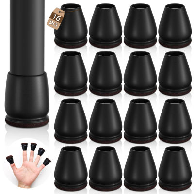 16 protectores de patas de silla, almohadillas de fieltro gruesas diagonales, cubiertas de silicona para patas de muebles y mesas en suelos de madera dura.