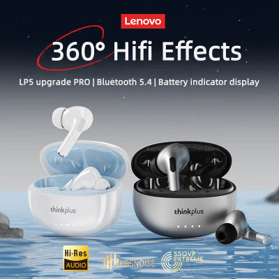 Lenovo LP5 Pro Auriculares inalámbricos Bluetooth 5,4 TWS Auriculares con sonido HiFi Auriculares deportivos para juegos Control táctil con micrófono