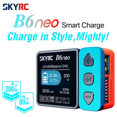 SkyRC B6 neo Cargador inteligente DC 200W PD 80W LiPo Cargador de equilibrio de batería SK- 100198 Descargador de cargador compacto 6S