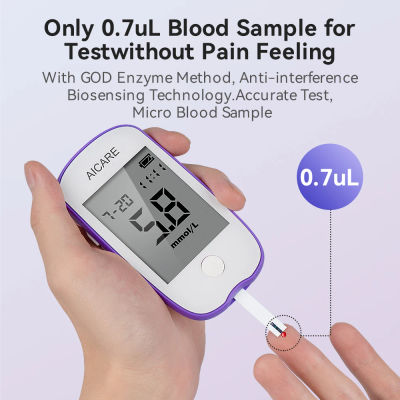 Kit de monitor de glucosa en sangre Aicare con tiras reactivas 50/100 lancetas medidor médico de glucosa en sangre Obtenga resultados rápidos muestra de 0,7 μL